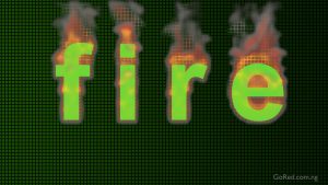 fire burning letters